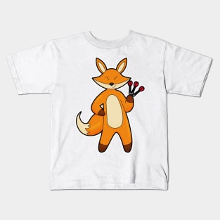 Fox as Dart player with Darts Kids T-Shirt